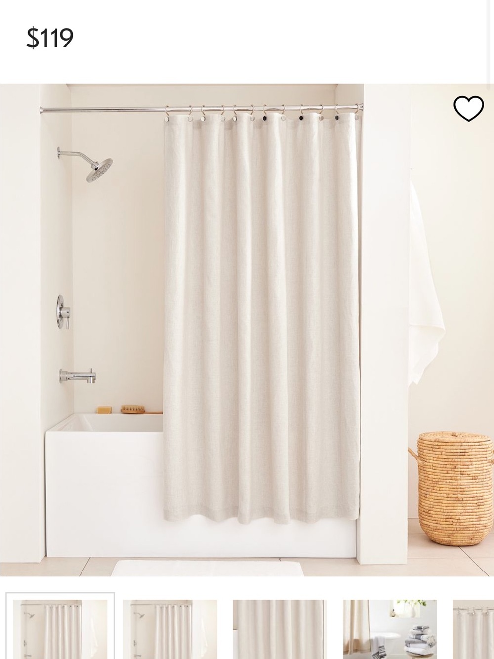 West elm European Flax Linen Shower Curtain